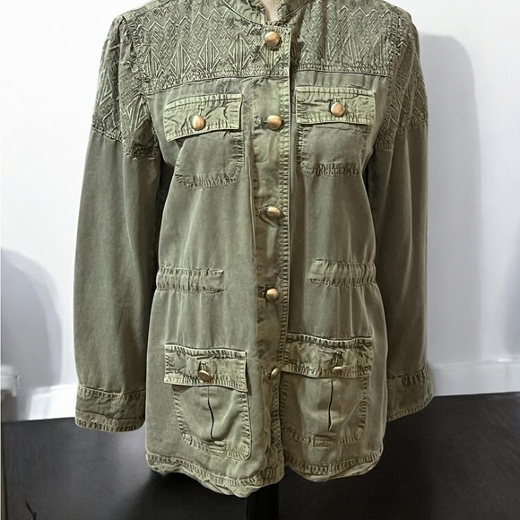 Chico's Jackets & Blazers - Chico's Green Utility Jacket with Military-Inspired Design